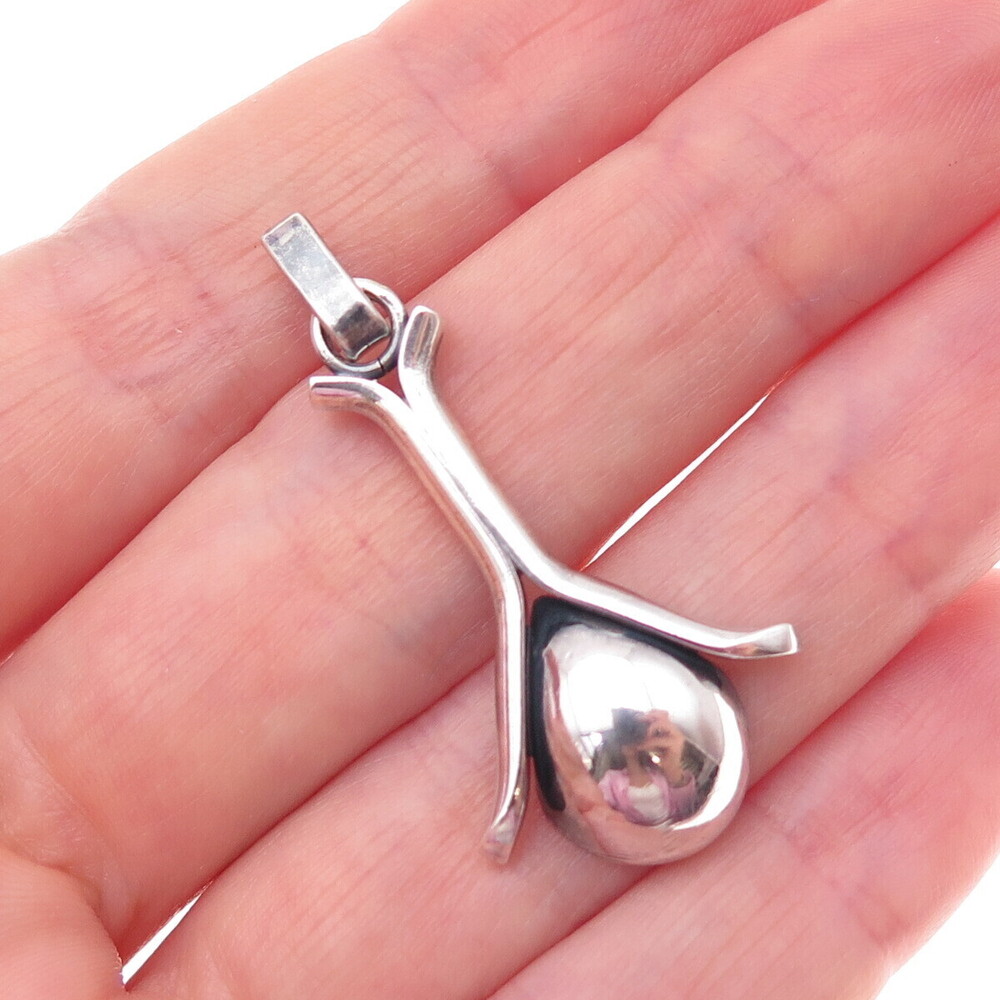 925 Sterling Silver Vintage Modernist Oxidized Charm Pendant